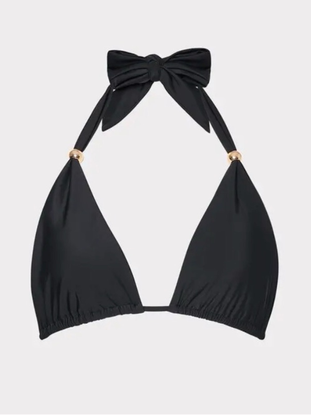 Milly Cabana Bardot Beaded Halter Bikini Top Black Gold MEDIUM NEW Swim